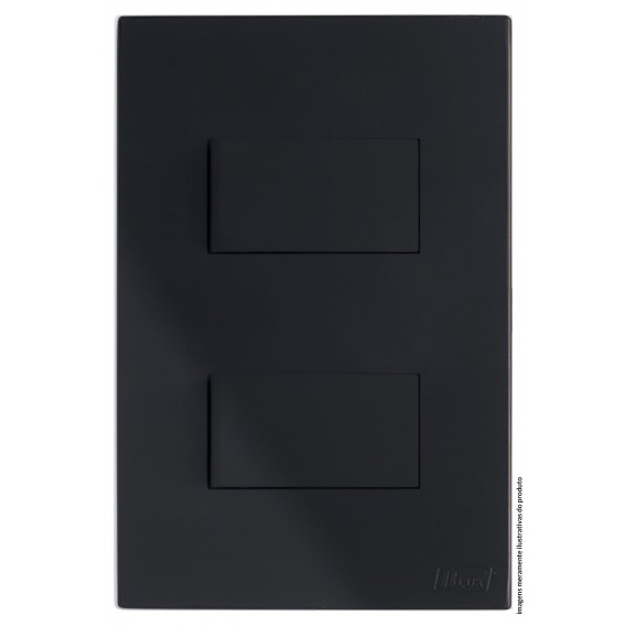 Conjunto Interruptor Duplo Paralelo 4x2 - RECTA PRETO BLACK SATIN FOSCO